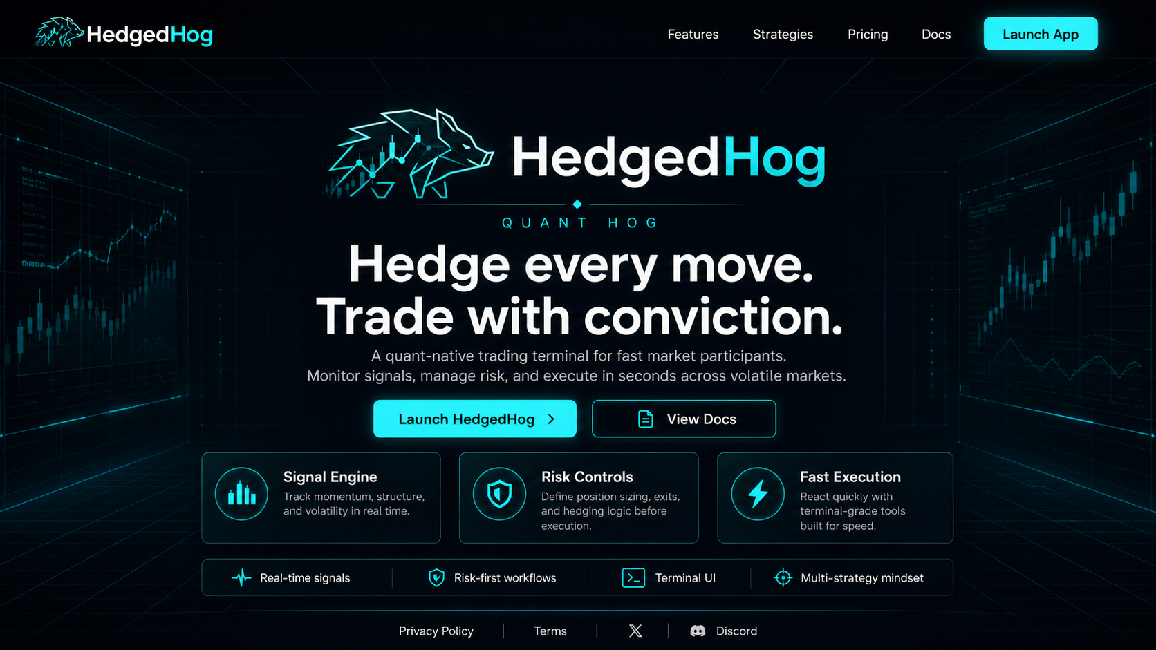 HedgedHog.com crypto trading interface